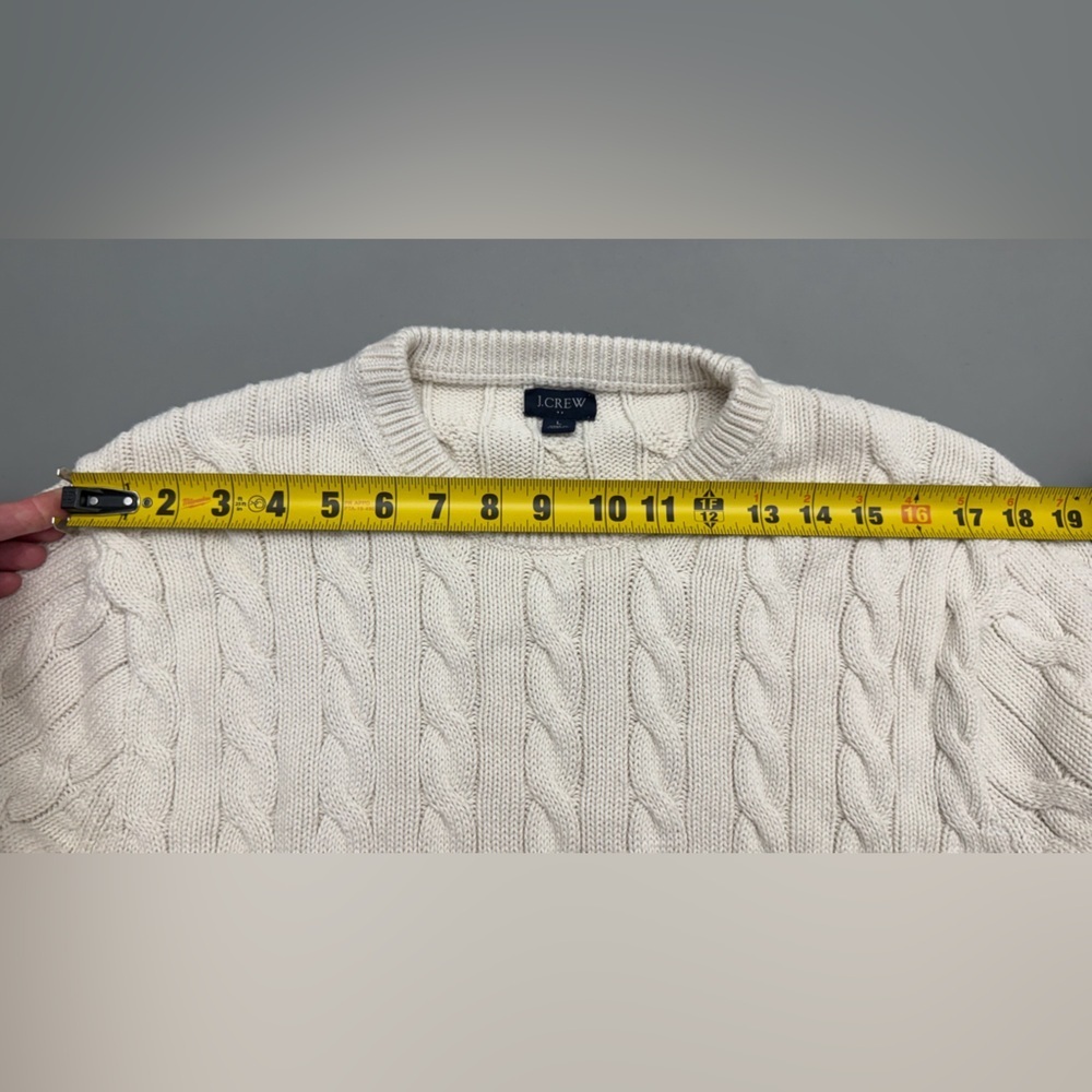 J.Crew Cable Knit Sweater Cream Ivory 100% Cotton Long Sleeve Size L - Picture 9 of 11